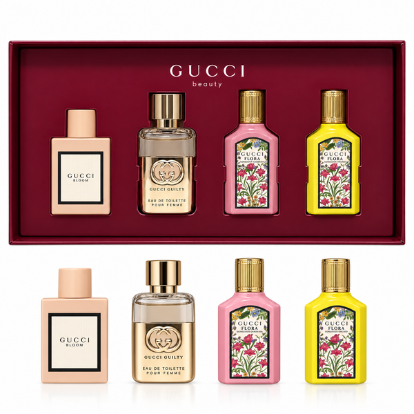 Gucci Miniature Gift Set Bloom EDP 5ml + Guilty Pour Femme EDT 5ml + Flora Gorgeous Gardenia EDP 5ml + Flora Gorgeous Orchid EDP 5ml