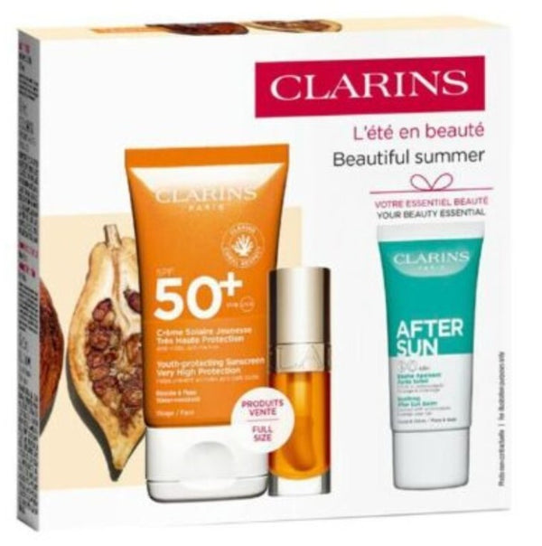 Clarins Beautiful Summer Gift Set Sun Cream SPF50+ 50ml + Lip Oil 7ml + Aftersun 30ml