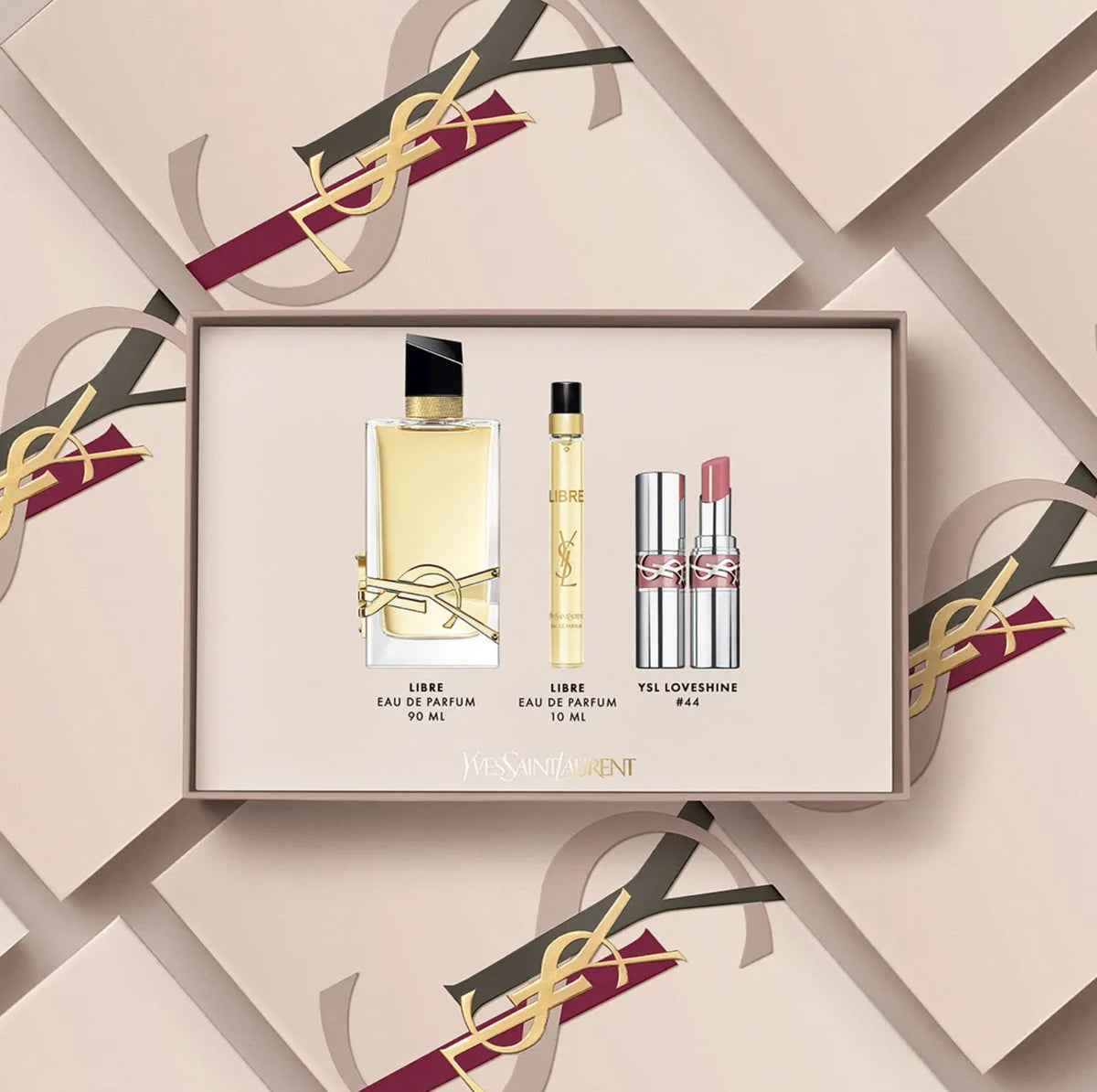 Yves Saint Laurent Libre Gift Set 90ml EDP + 10ml EDP + Loveshine Lipstick 3.2g - 44 Nude Lavaliere