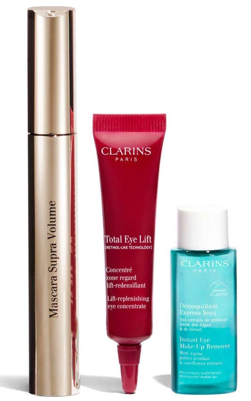 Clarins All About Eyes Gift Set 3 Piece Mascara 8ml + Eye Serum 7ml + Make-Up Remover 10ml