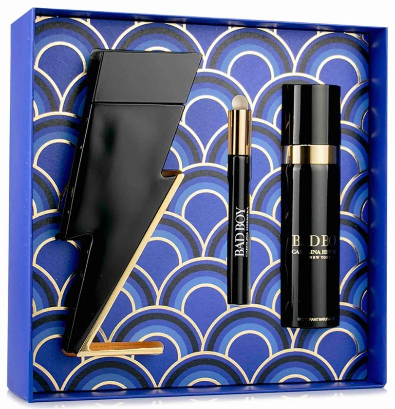 Carolina Herrera Bad Boy Gift Set: 100ml EDT Spray + 100ml Deodorant Spray + 10ml EDT Spray