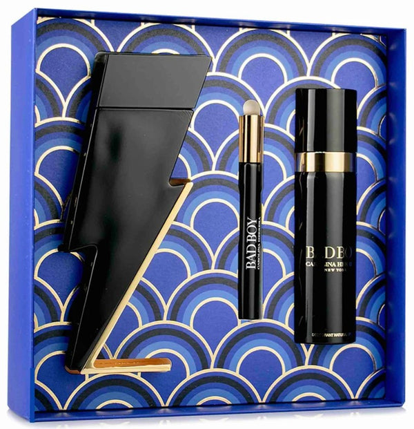 Carolina Herrera Bad Boy Gift Set: 100ml EDT Spray + 100ml Deodorant Spray + 10ml EDT Spray