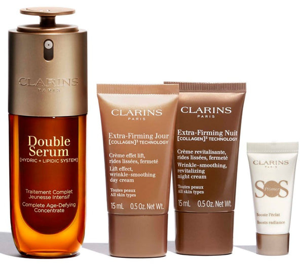 Clarins Mixed Gift Set Double Serum 50ml + Extra Firming Day Cream 15ml + Extra Firming Night Cream 15ml + SOS Primer White 5ml