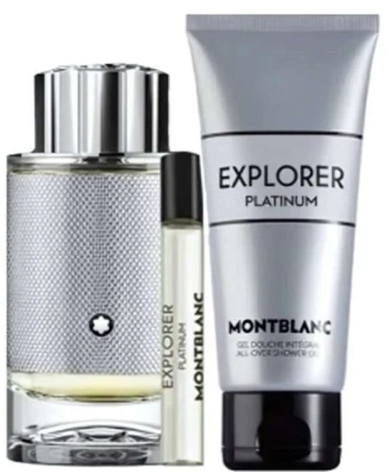 Montblanc Explorer Platinum Gift Set 100ml EDP Spray + 7.5ml EDP Spray + 100ml Shower Gel