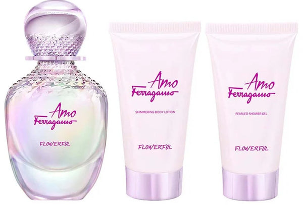 Salvatore Ferragamo Amo Flowerful Gift Set EDT 50ml + Body Lotion 50ml + Shower Gel 50ml
