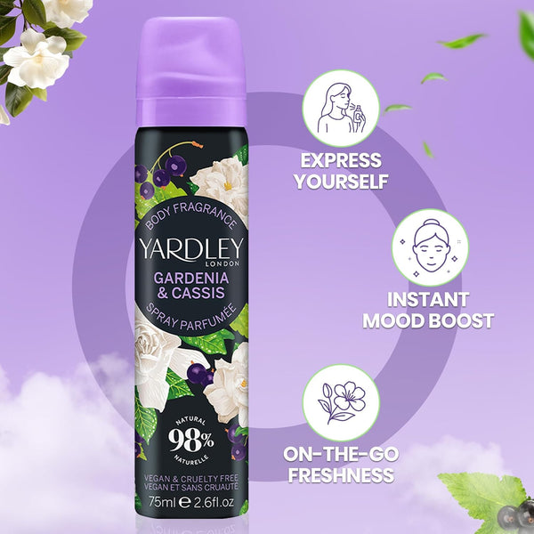 Yardley Gardenia & Cassis 75ml Body Spray