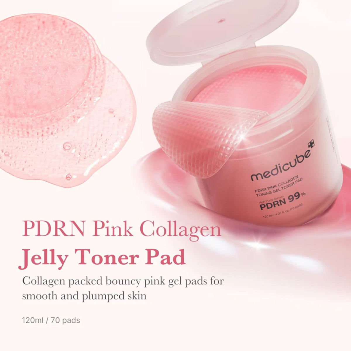 Medicube PDRN Pink Collagen Toning 70 Pads Gel Toner Pads