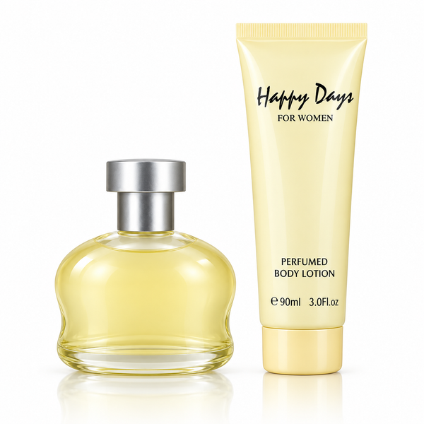 Designer French Collection Happy Days Gift Set 100ml EDP Spray + Body Lotion 90Ml