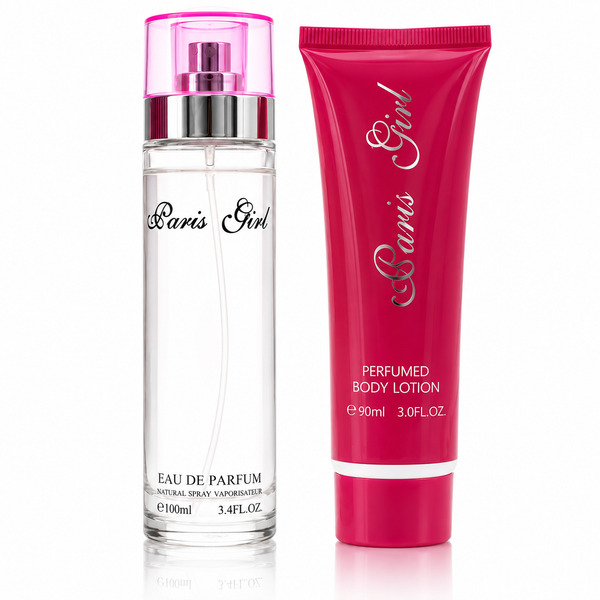 Designer French Collection Paris Gift Set 100ml EDP Spray + Body Lotion 90Ml