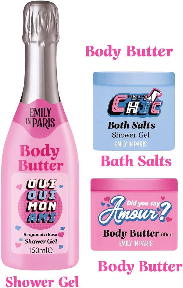 Emily In Paris Gift Set Shimmer Shower Gel 150ml + Body Butter 80ml + Bath Salt 80g