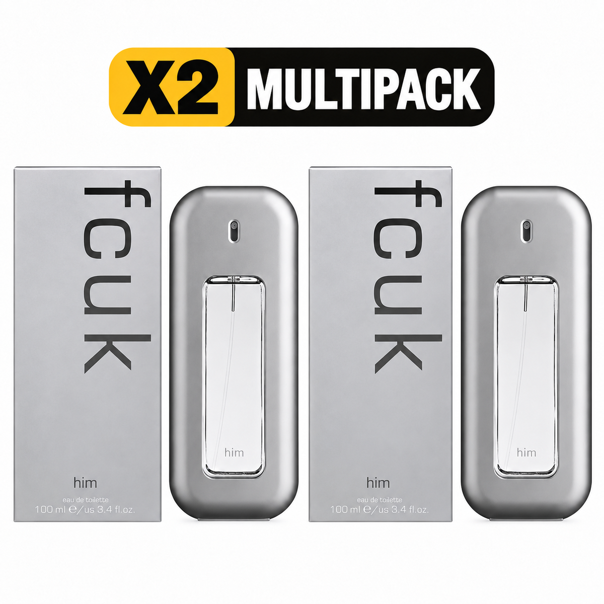 FCUK Him 100ml EDT Spray - X2 MULTIPACK