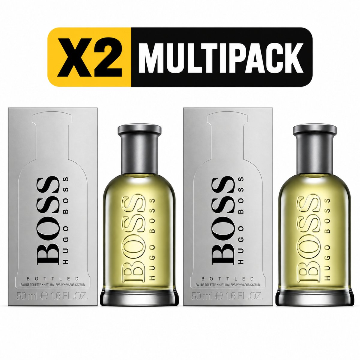 Hugo Boss Bottled 50ml Aftershave Splash - X2 MULTIPACK
