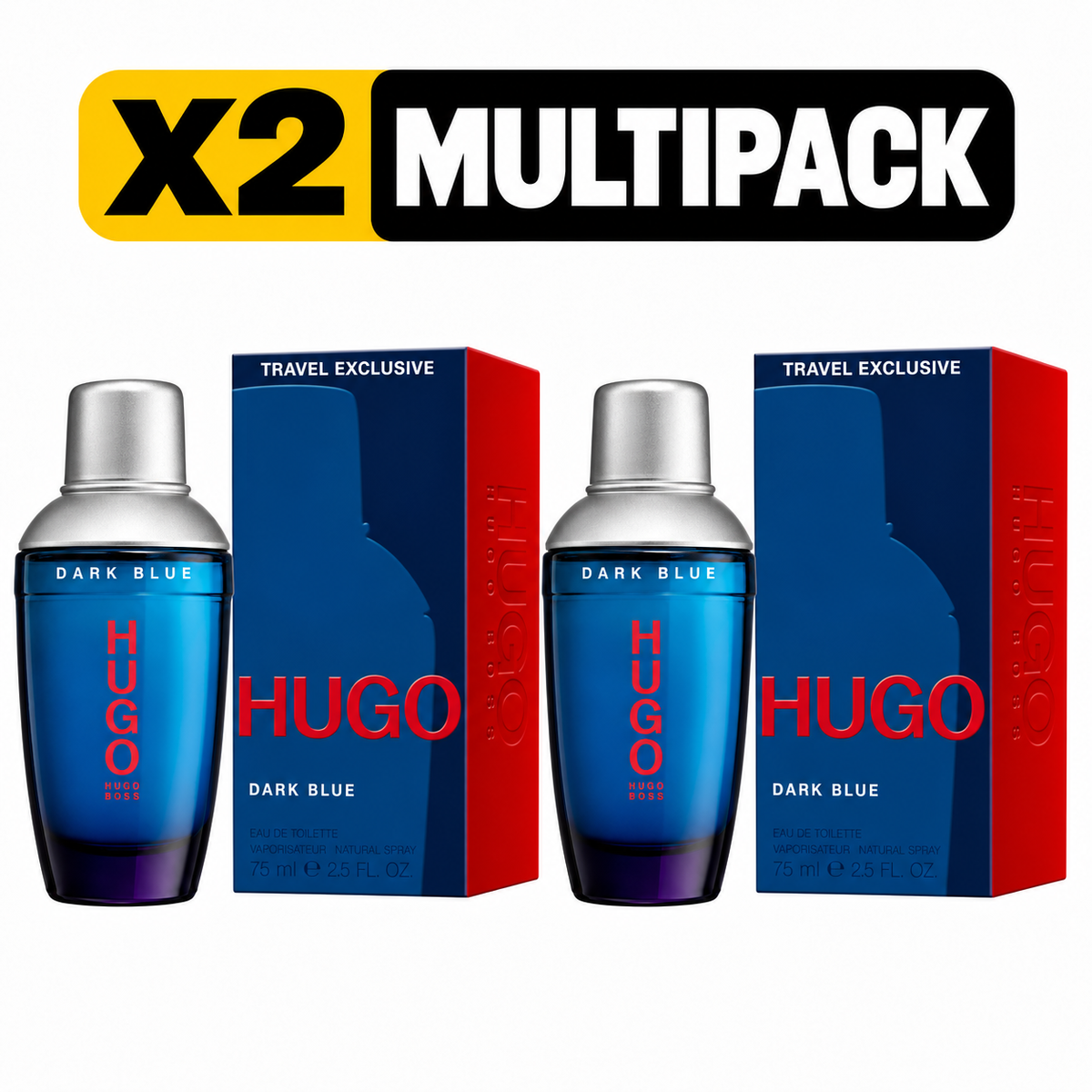 Hugo Boss Dark Blue 75ml EDT Spray - X2 MULTIPACK