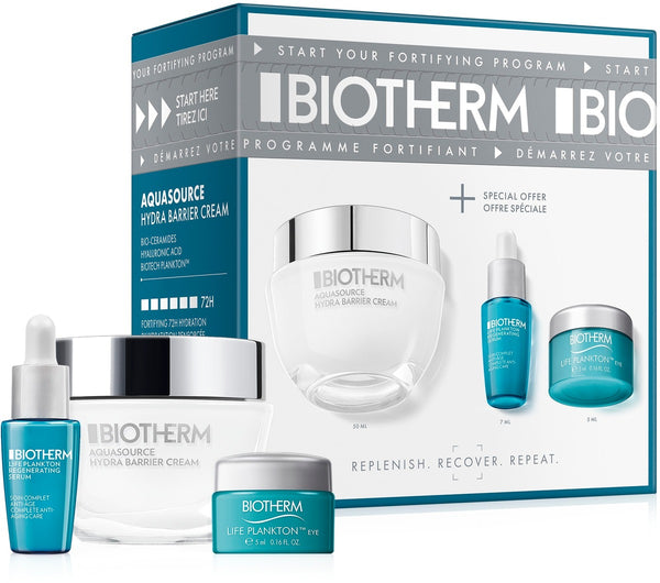 Biotherm Aquasource Hydra Barrier Routine Set Hydra Barrier Cream 50ml + Life Plankton Regenerating Moisturising Serum 7ml + Life Plankton Eye Cream 5ml