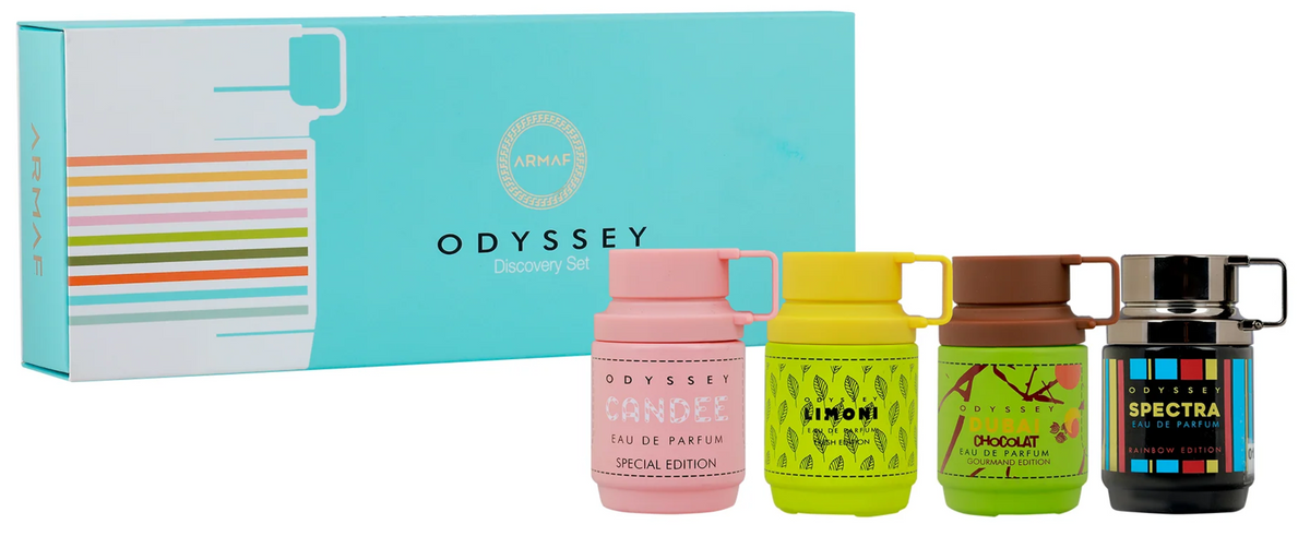 Armaf Odyssey Mini White Discovery Set 
Dubai Choc, Candee, Spectra, Limoni 12ml x4