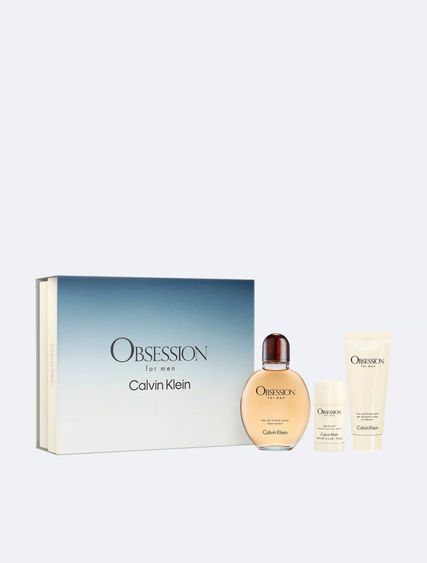 Calvin Klein Obsession For Men Gift Set 125ml EDT Spray + 100ml Hair & Body Shower Gel + 75g Deodorant Stick