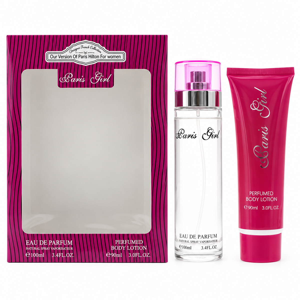 Designer French Collection Paris Gift Set 100ml EDP Spray + Body Lotion 90Ml