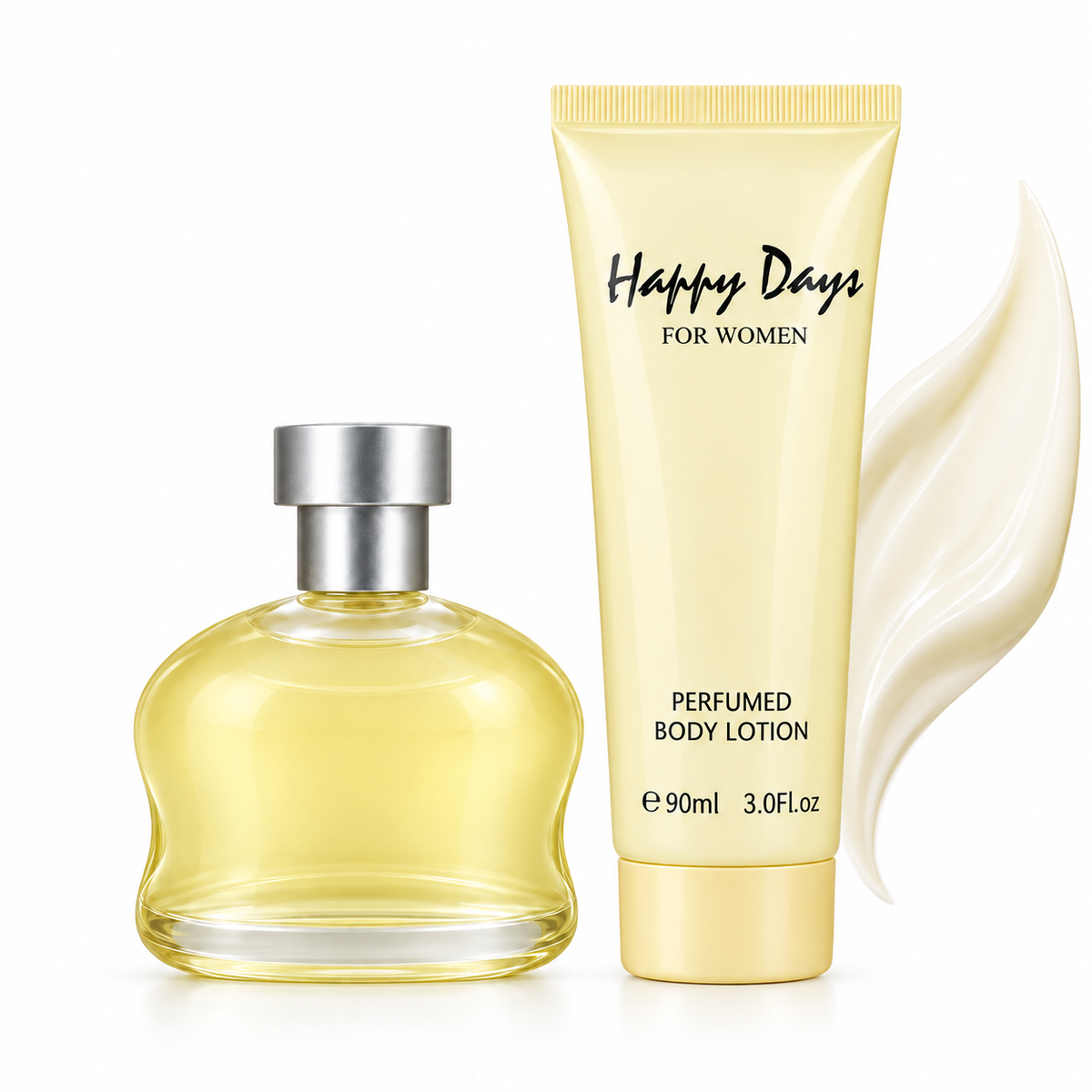 Designer French Collection Happy Days Gift Set 100ml EDP Spray + Body Lotion 90Ml