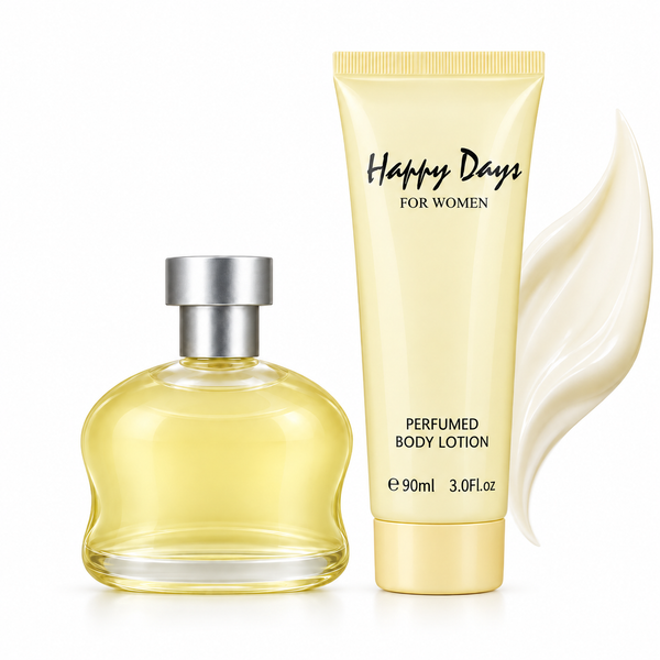 Designer French Collection Happy Days Gift Set 100ml EDP Spray + Body Lotion 90Ml