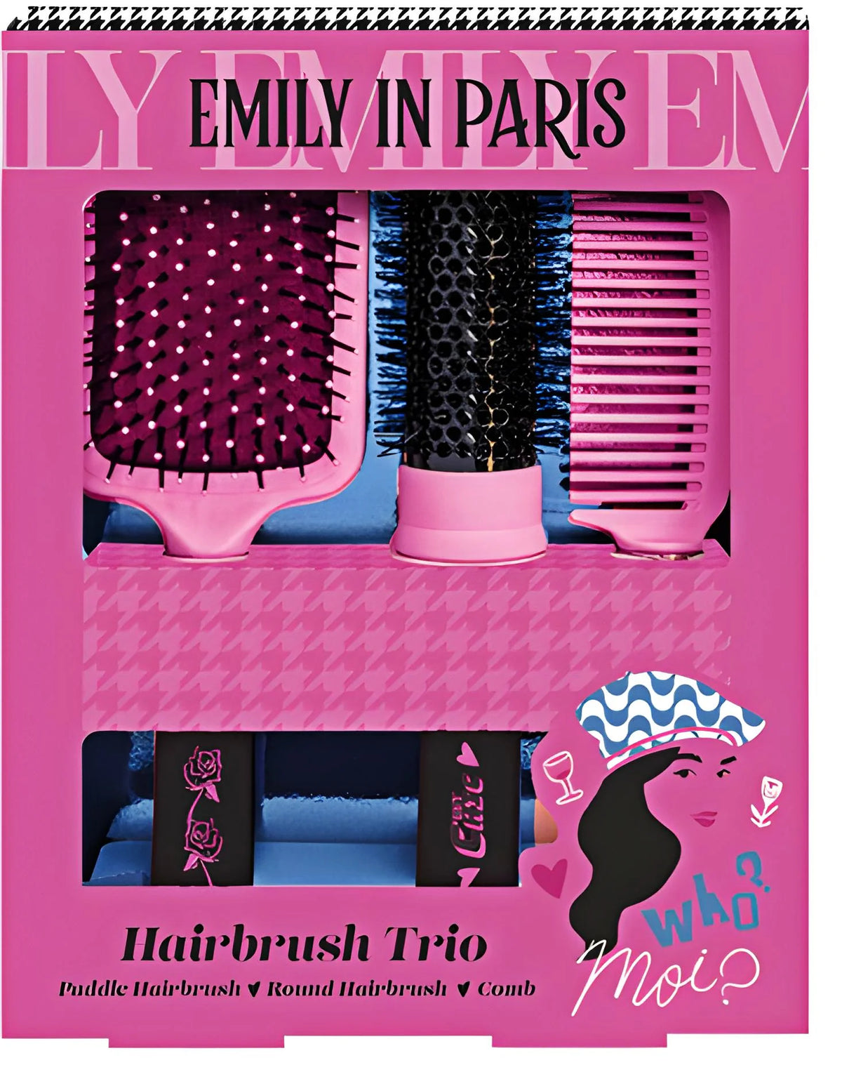 Emily In Paris Paddle Brush, Round Brush & Comb Set