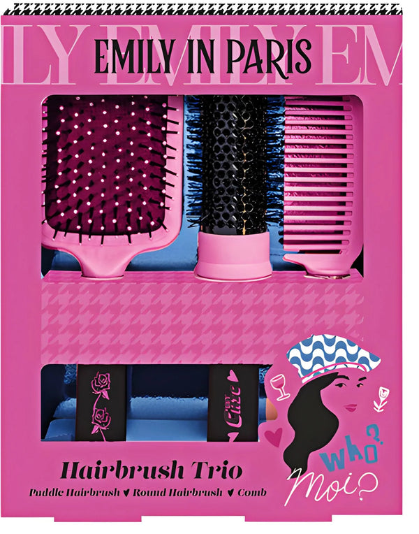 Emily In Paris Paddle Brush, Round Brush & Comb Set